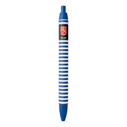 Finland Flag Cute Patriotic Zwarte Inkt Pen (Voorkant Verticaal)