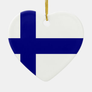 Finland Flag Heart Keramisch Ornament