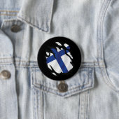Finland Gescheurde Vlag Ronde Button 7,6 Cm (In situ)