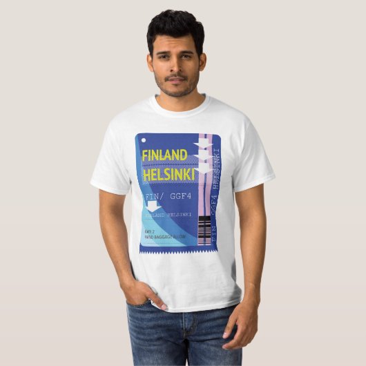 Finland Helsinki-reisticket T-shirt (Voorkant volledig)