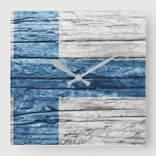 Finland houten vlag vierkante klok