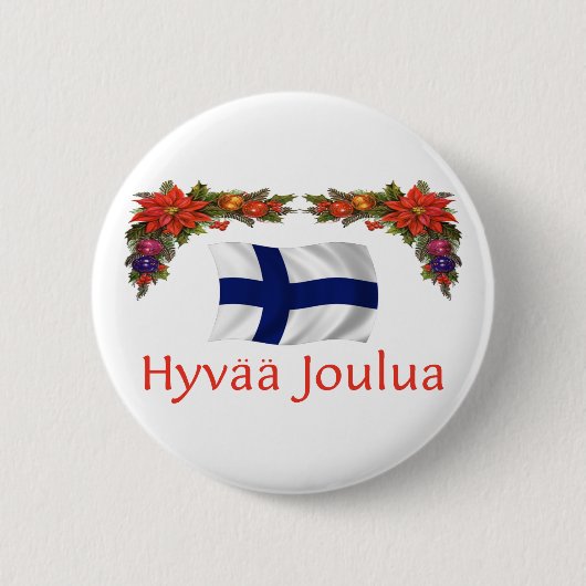 Finland Hyvaa Joulua (prettige kerst) Ronde Button 5,7 Cm (Voorkant)