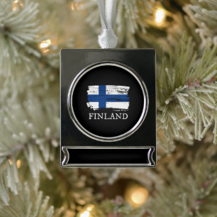 Finland keramisch sierhuis verzilverd banner ornament