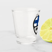 Finland Landcode vlaggenhart, FIN Shot Glas (Links)