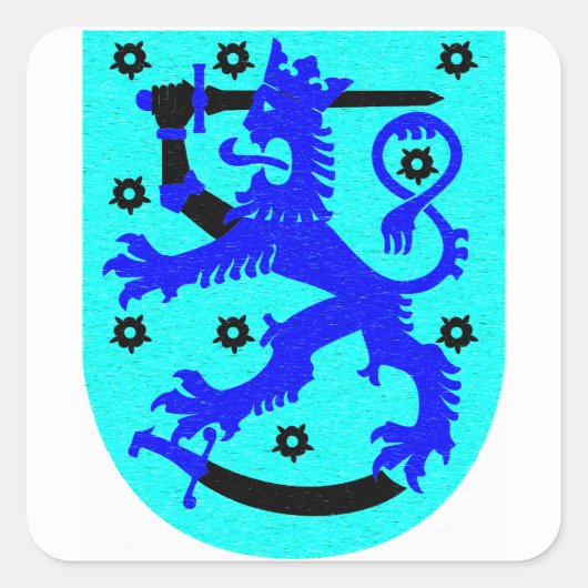 Finland leeuw & zwaard wapen vierkante sticker (Voorkant)