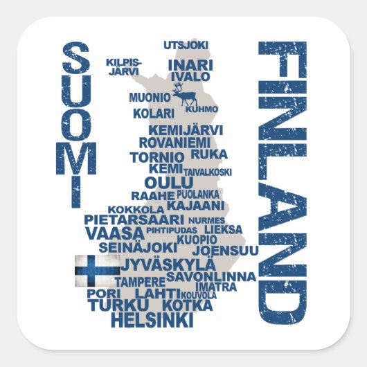 FINLAND MAP-stickers Vierkante Sticker (Voorkant)