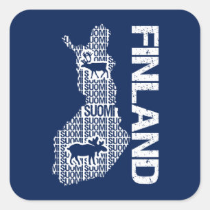  FINLAND MAP-stickers Vierkante Sticker