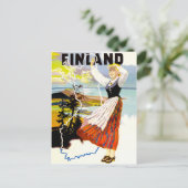 Finland, meisje aan de kust briefkaart (Staand voorkant)