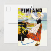 Finland, meisje aan de kust briefkaart (Voorkant / Achterkant)