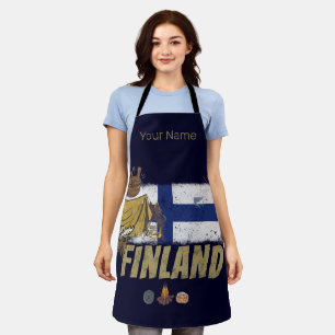 Finland Moose Vlaggetent Retro Souvenir Schort