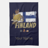 Finland Moose  Vlaggetent Retro Souvenir Theedoek (Verticaal)