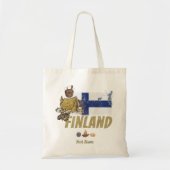 Finland Moose  Vlaggetent Retro Souvenir Tote Bag (Voorkant)
