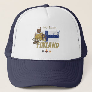 Finland Moose  Vlaggetent Retro Souvenir Trucker Pet