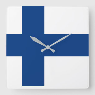 Finland National World Flag Vierkante Klok