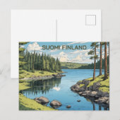 Finland Natuur Illustratie Briefkaart (Voorkant / Achterkant)