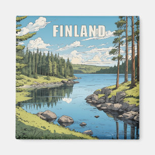 Finland Natuur Illustratie Magneet