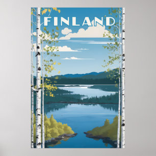 Finland Natuur Illustratie Poster