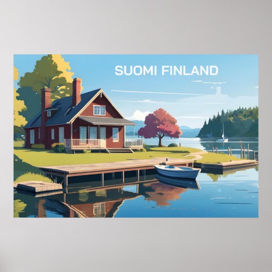 Finland Natuur Illustratie Poster (Voorkant)