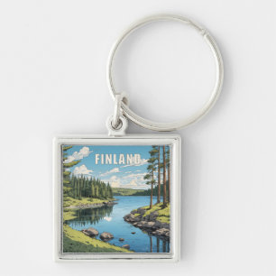 Finland Natuur Illustratie Sleutelhanger