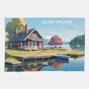 Finland Natuur Illustratie Theedoek