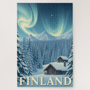 Finland Noorderlicht Winter Kabine Legpuzzel