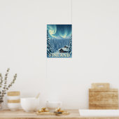 Finland Northern Lights Winter Cabin Poster Print (Cuisine)