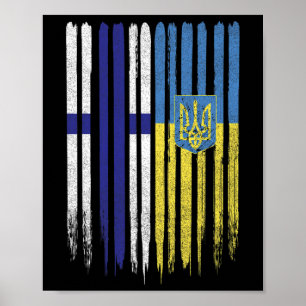 Finland Oekraine Finse Oekraïense Vlag Poster