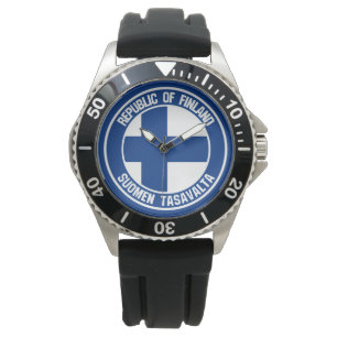 Finland Round Emblem Horloge