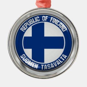 Finland Round Emblem Metalen Ornament