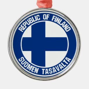 Finland Round Emblem Metalen Ornament