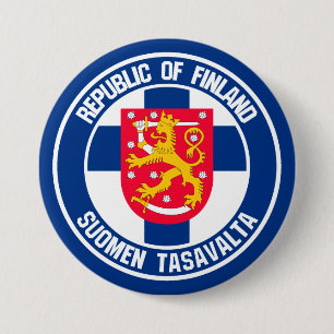 Finland Round Emblem Ronde Button 7,6 Cm