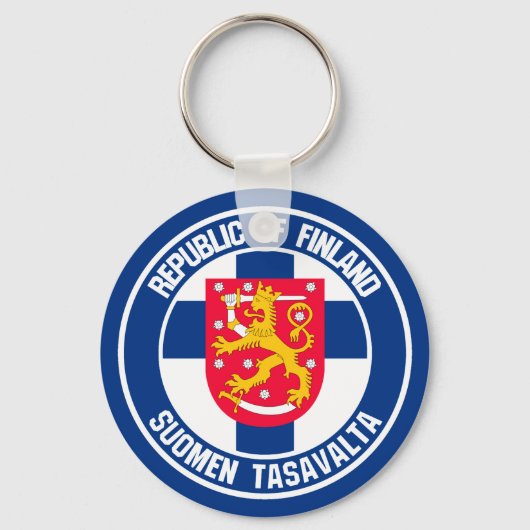 Finland Round Emblem Sleutelhanger (Voorkant)