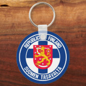 Finland Round Emblem Sleutelhanger (Voorkant)