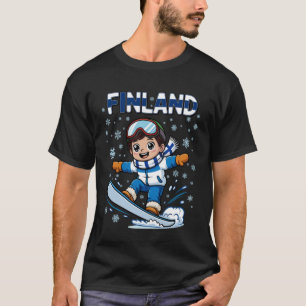 Finland Sneeuwboard Kind Finland Ski Vlag voor Jon T-shirt