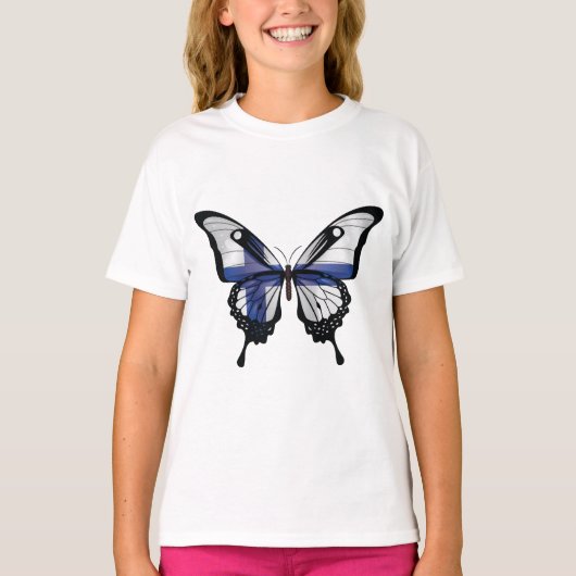 Finland Swallowtail Vlinder Vlag Sticker T-shirt (Voorkant)