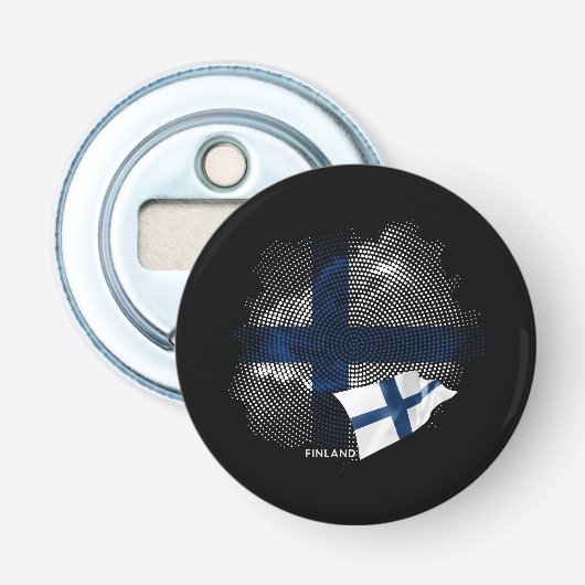 Finland vlag button flesopener (Voorkant)