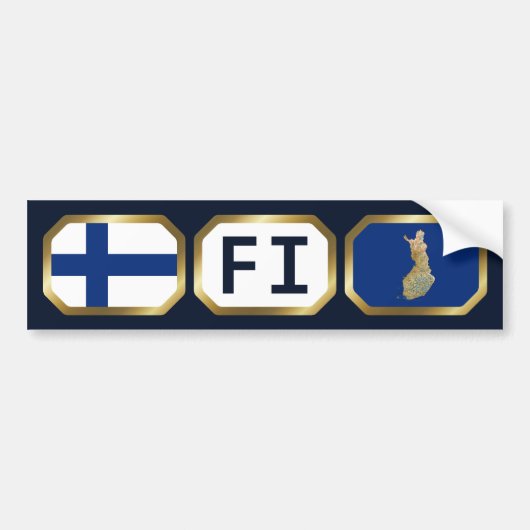 Finland Vlag Land Code Bumpersticker (Voorkant)