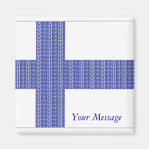 Finland vlag Noords Blauw op witte "Sisu" Magnet Magneet