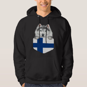 Finland Vlag Siberische Husky Hond In Zak Hoodie