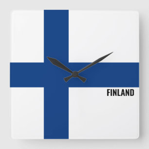 Finland Vlag Verbluffend Patriottisch Plein Vierkante Klok