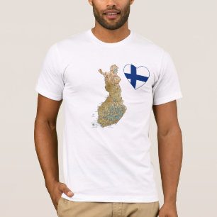 Finland: Vlaggenhart en -kaart T-Shirt