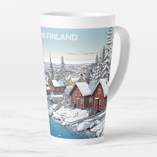 Finland Winter Illustratie Latte Mok (Rechterhoek)