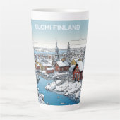 Finland Winter Illustratie Latte Mok (Voorkant)