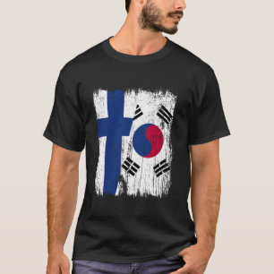 Finland Zuid-Korea Half Vlag Finse Zuid-Koreaanse T-shirt