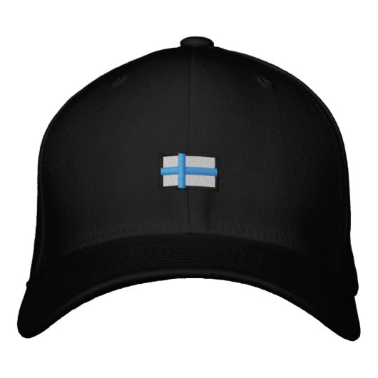 Finland (Zwart Pet_ Geborduurde Pet (Voorkant)
