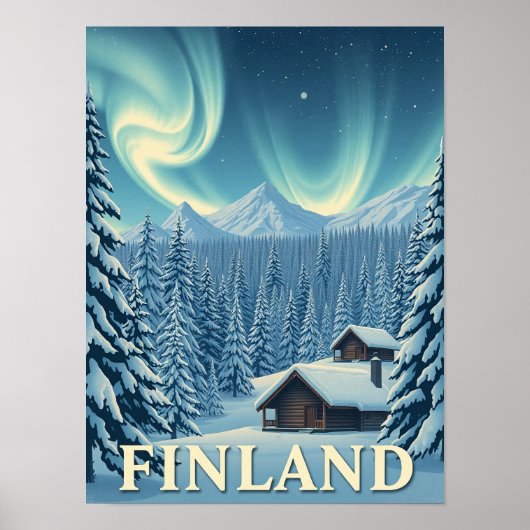 Finlande Aurore Boréale Impression de Poster de Ca (Devant)