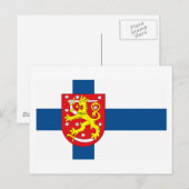 Finlande Drapeau avec carte postale COA (Devant / Derrière)
