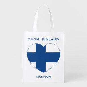 Finlande Love nom personnalisé sac réutilisable