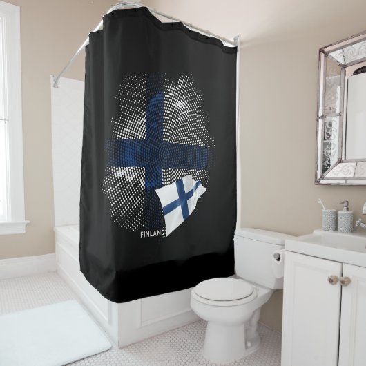 Finlandse vlag douchegordijn (In situ)