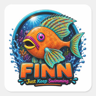 Finn de Vis – “Rijd de golven van verwondering” Vierkante Sticker